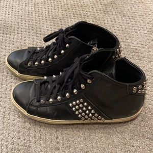 Women’s black Leather Crown high tops